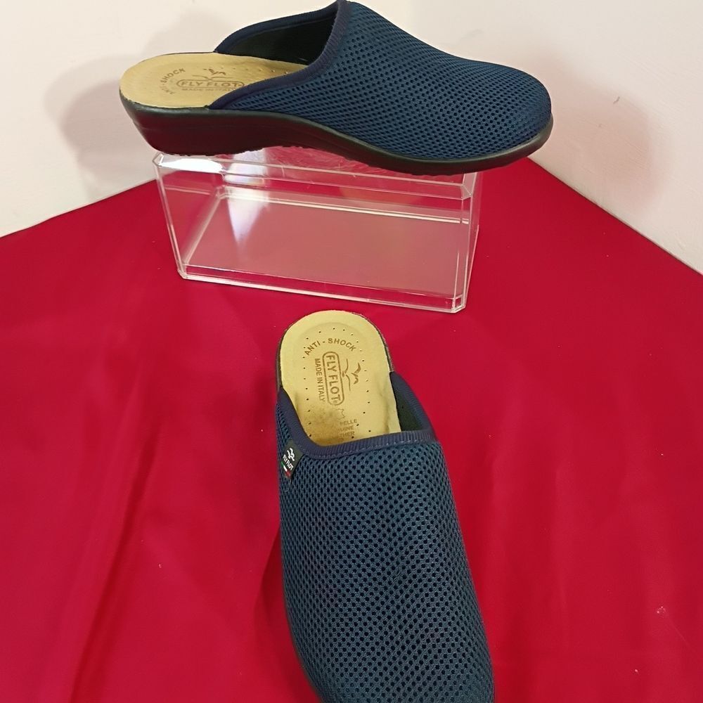 Fly Flot 40 EU 9 US Womens Blue Mesh Slipper Slide Comfort Clog Anatomic Italy.